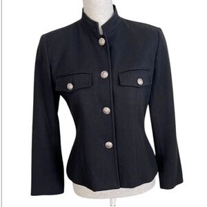 Clifford Willis Vintage Wool Blazer Jacket Button Front VTG 90s Black USA 4